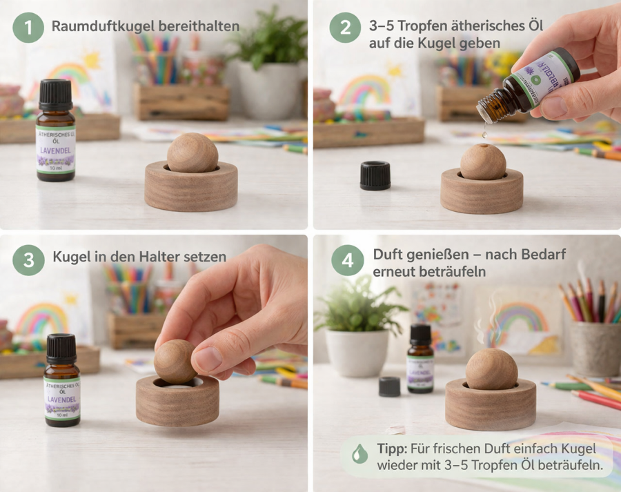 Duftkugel Holz für ätherische Öle | Aroma Diffuser